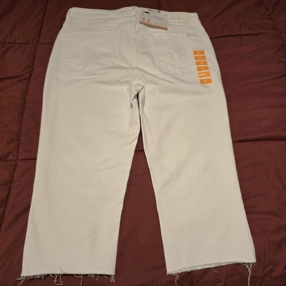Seven7 Womens Breezy Crop High Rise Skimmer Cropped Raw Hem Jeans White Size 8 - Picture 7 of 8